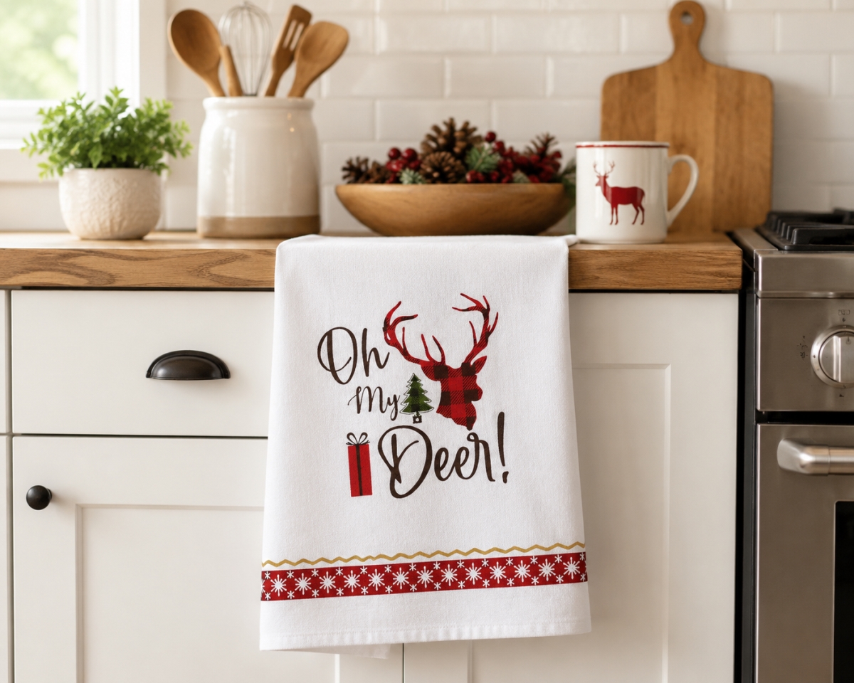 AG-30638 Set Of 4 Oh My Deer!-Festive Kitchen Towel