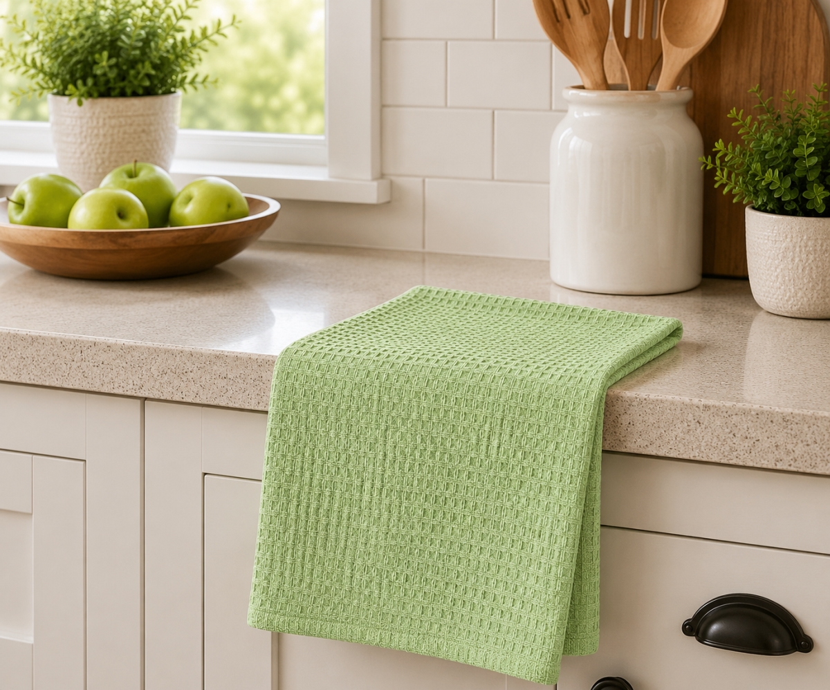 AG-30318 Set Of 4 Waffle Solid Color - Lime Green Kitchen Towel