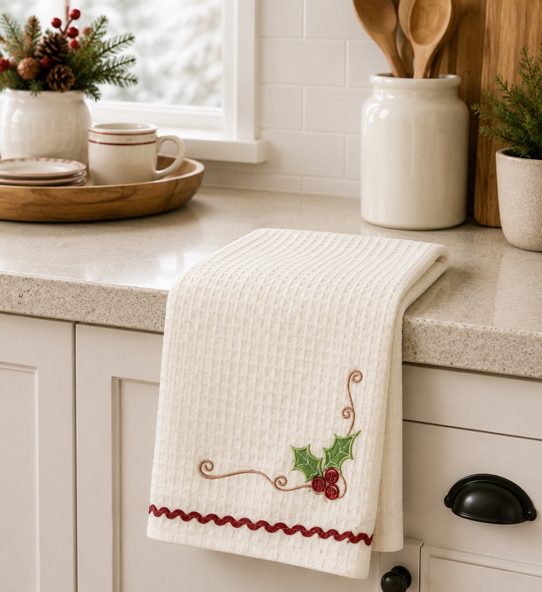 AG-30608 Set Of 4 Holly Berry Kitchen Towel