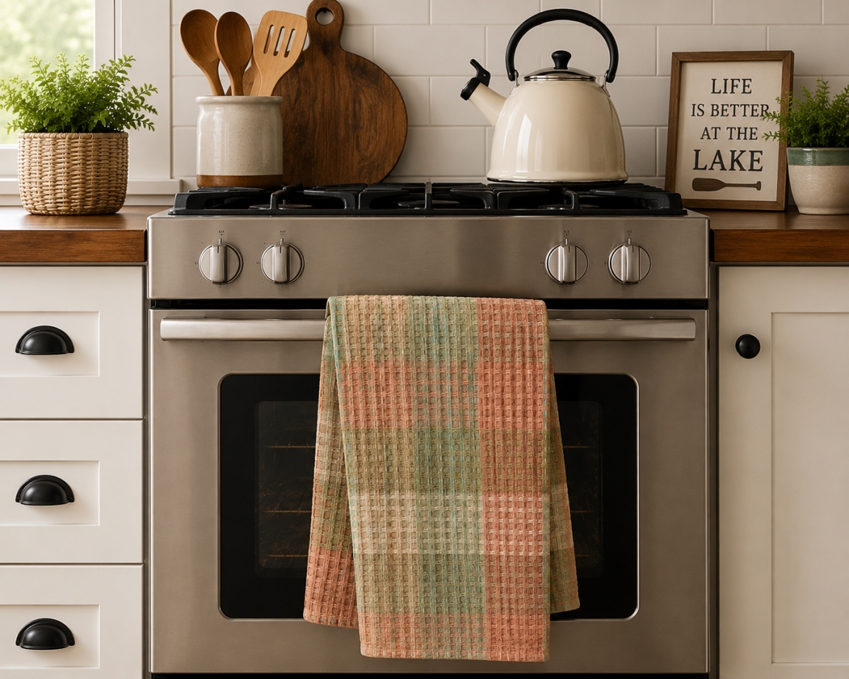 AG-30739 Set Of 4 Metallic Check Kitchen Towel