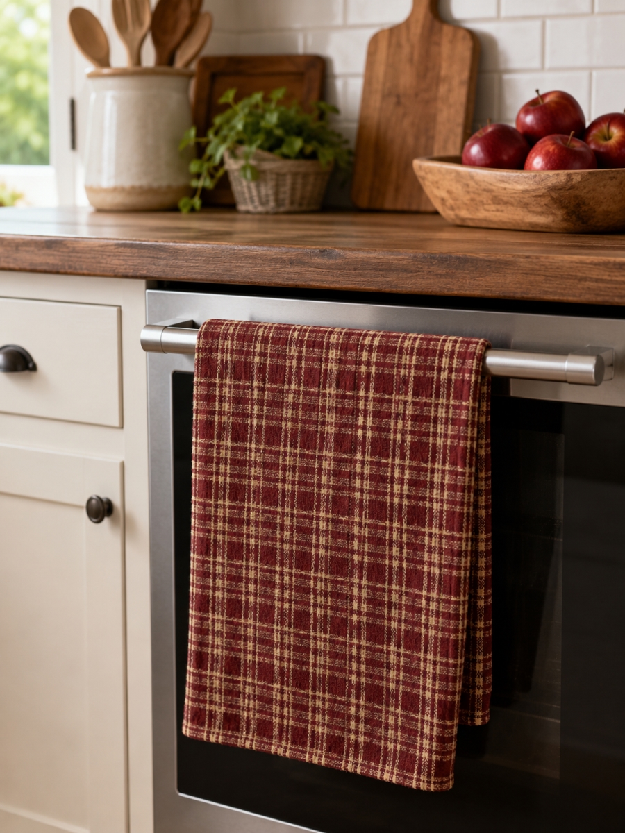 AG-30225 Set Of 4 Paprika- Check Pattern Kitchen Towel