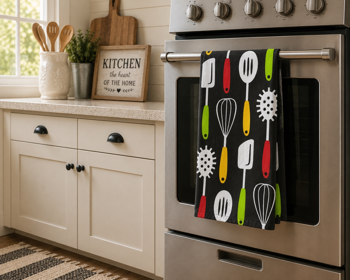 AG-30633 Set Of 4 Kitchen Utensils Printed Kitchen Towel