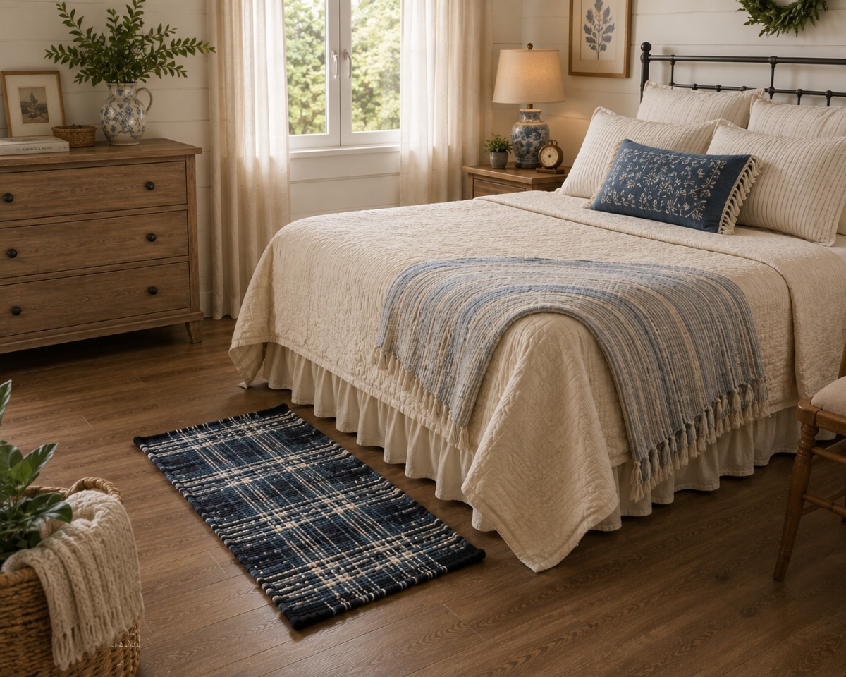 AG-66508 Denim-Check Pattern Chindi Rag Rug