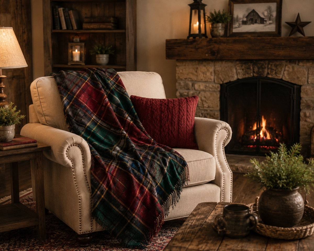AG-51264 Festive Jewel-Chenille Check Pattern Throw