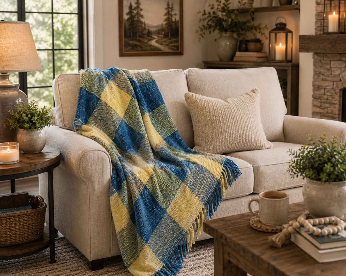 AG-51713 Provence-Chenille Check Pattern Throw