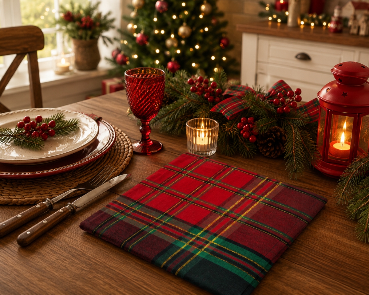 AG-20203 Set Of 4 Deerprook Lurexed Check Pattern Napkin
