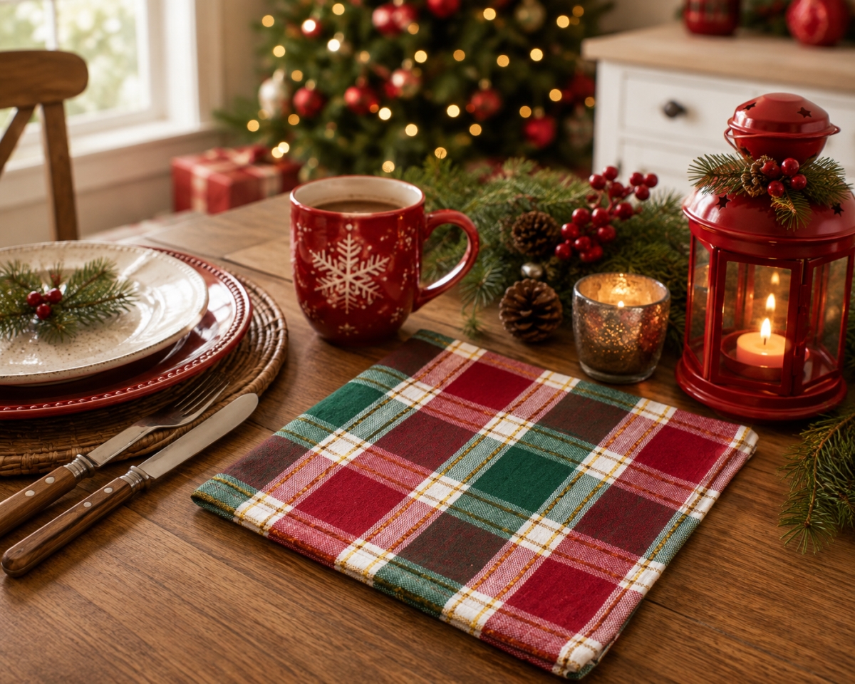 AG-20201 Set Of 4 Santa Clara Lurexed Check Pattern Napkin