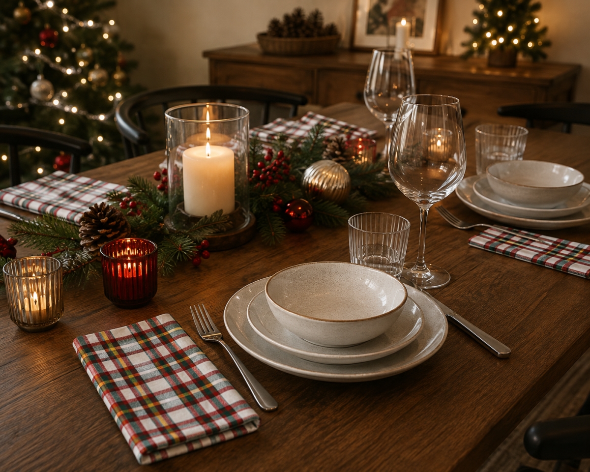 AG-20341 Set Of 4 Xmas Plaid Napkin