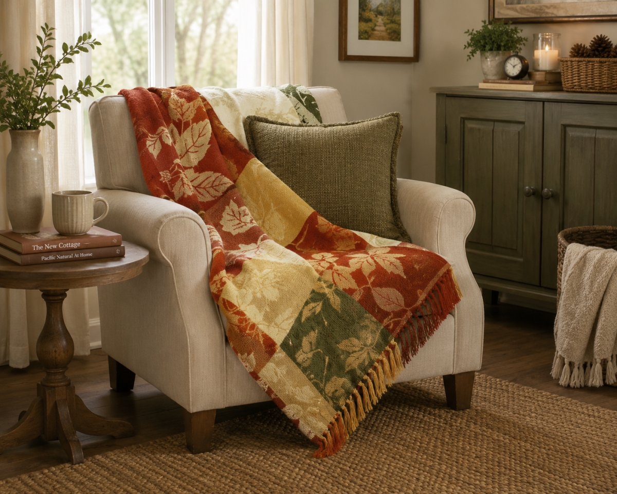 AG-50236 Oak Cyprus-Check Pattern Throw