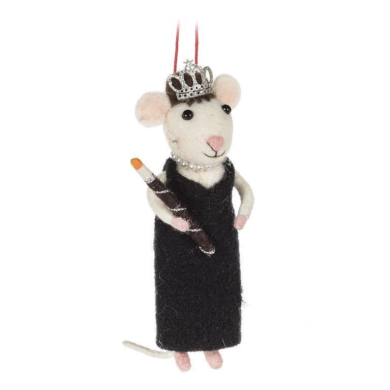 AB-27-MERINO-017 Audrey Mouse With Tiara Ornament