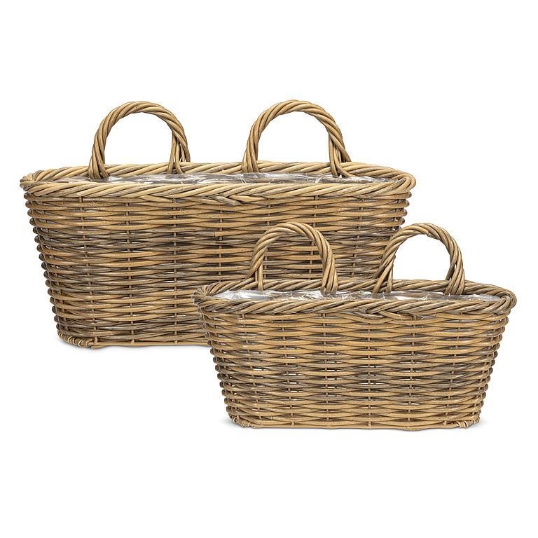 AB-27-BASKETRY-264 Set Of 2 Woven Look With Handles Wall Baskets