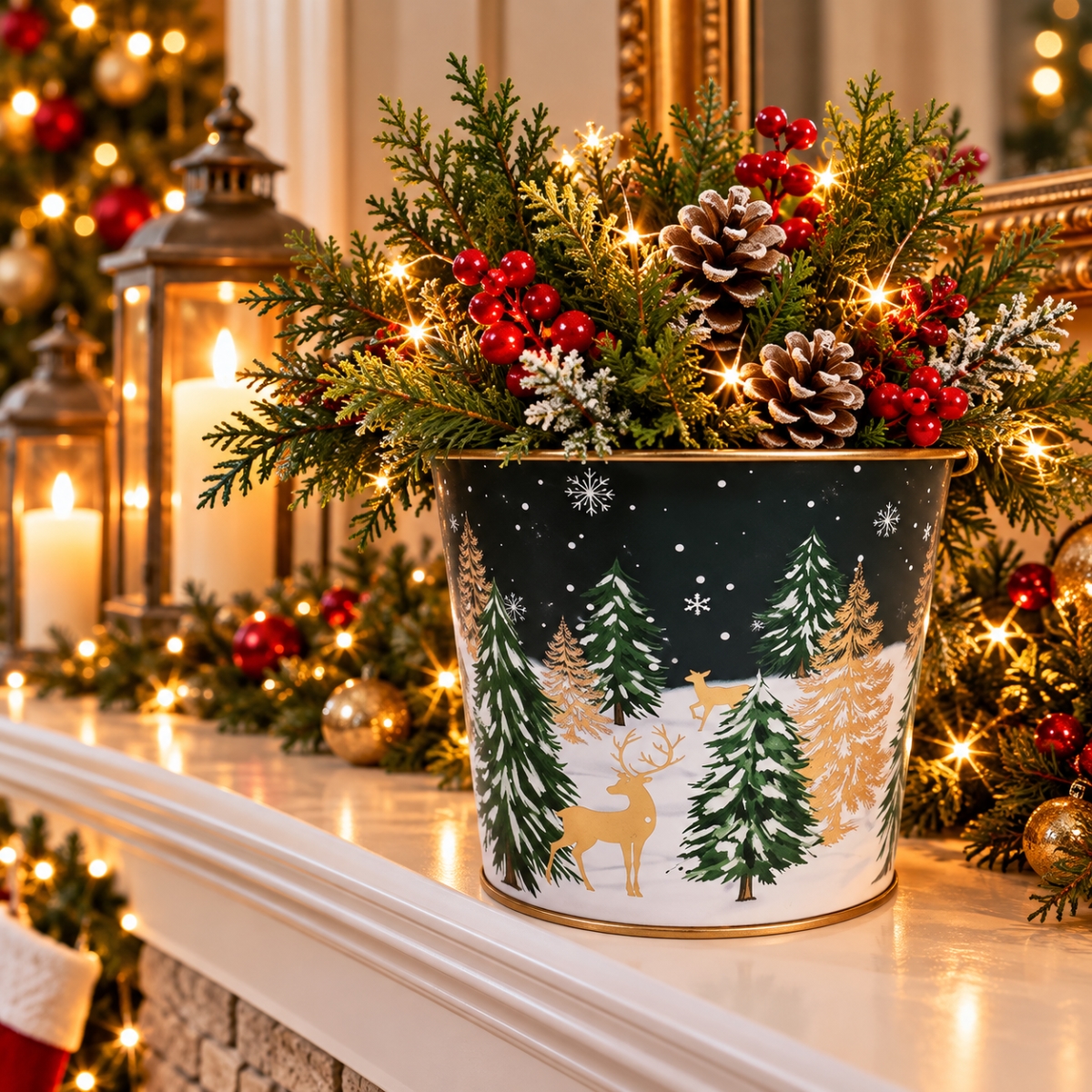 AI-GA3510-1138 Nighttime In A Wintery Forest Pot