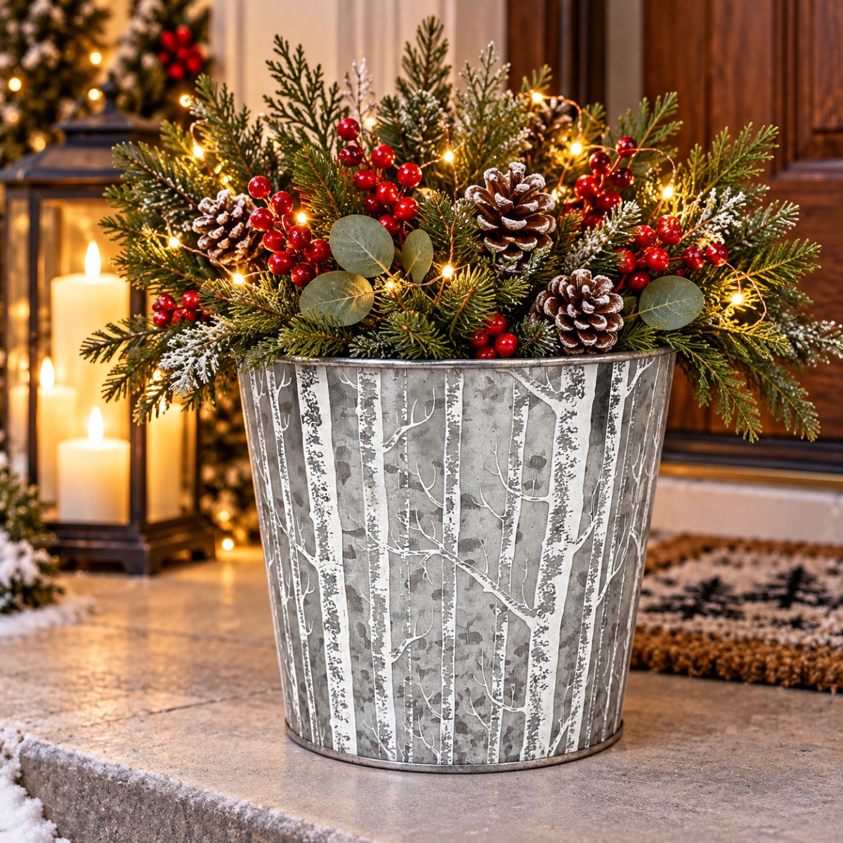 AI-GA3510-1139 Birch Trees On Silver Pot
