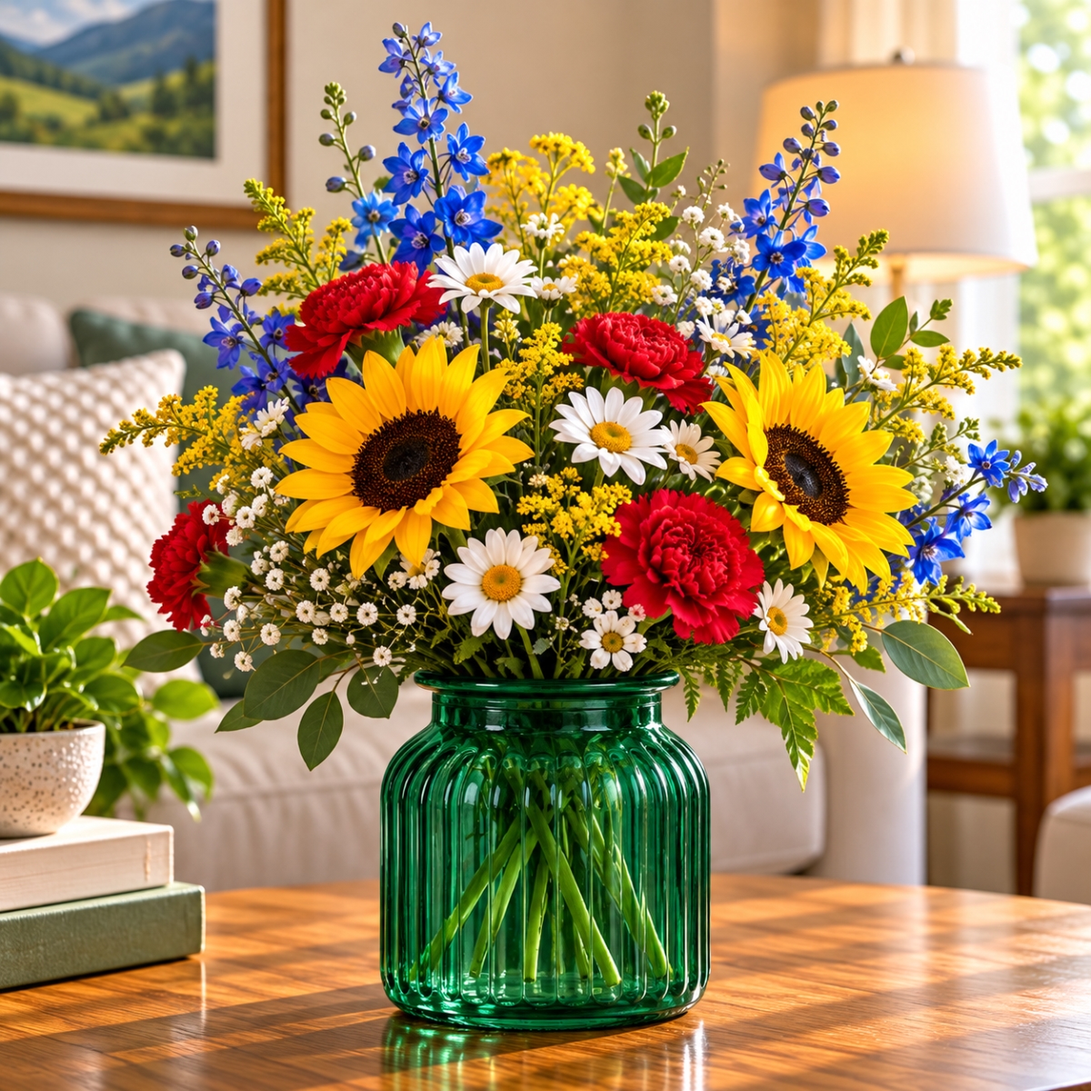 AI-N3649-89 Emerald Green Ribbed Vase