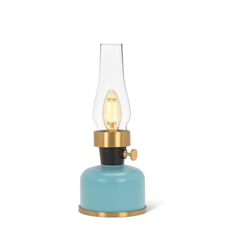 AB-27-LAMPLITE-315-OCEAN Small Ocean Blue Led With Chimney Lantern