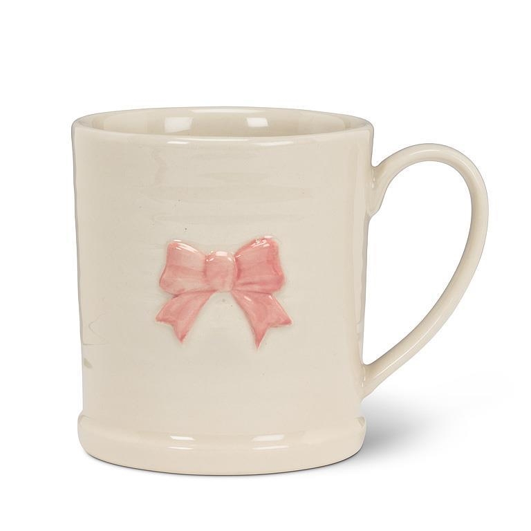 AB-27-TEENSY-BOW Pink Bow On Rimmed Mug