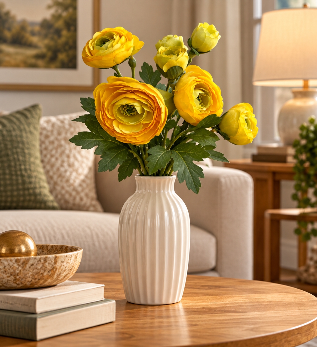 AI-FL4092YEL Ranunculus Spray Artificial Flower