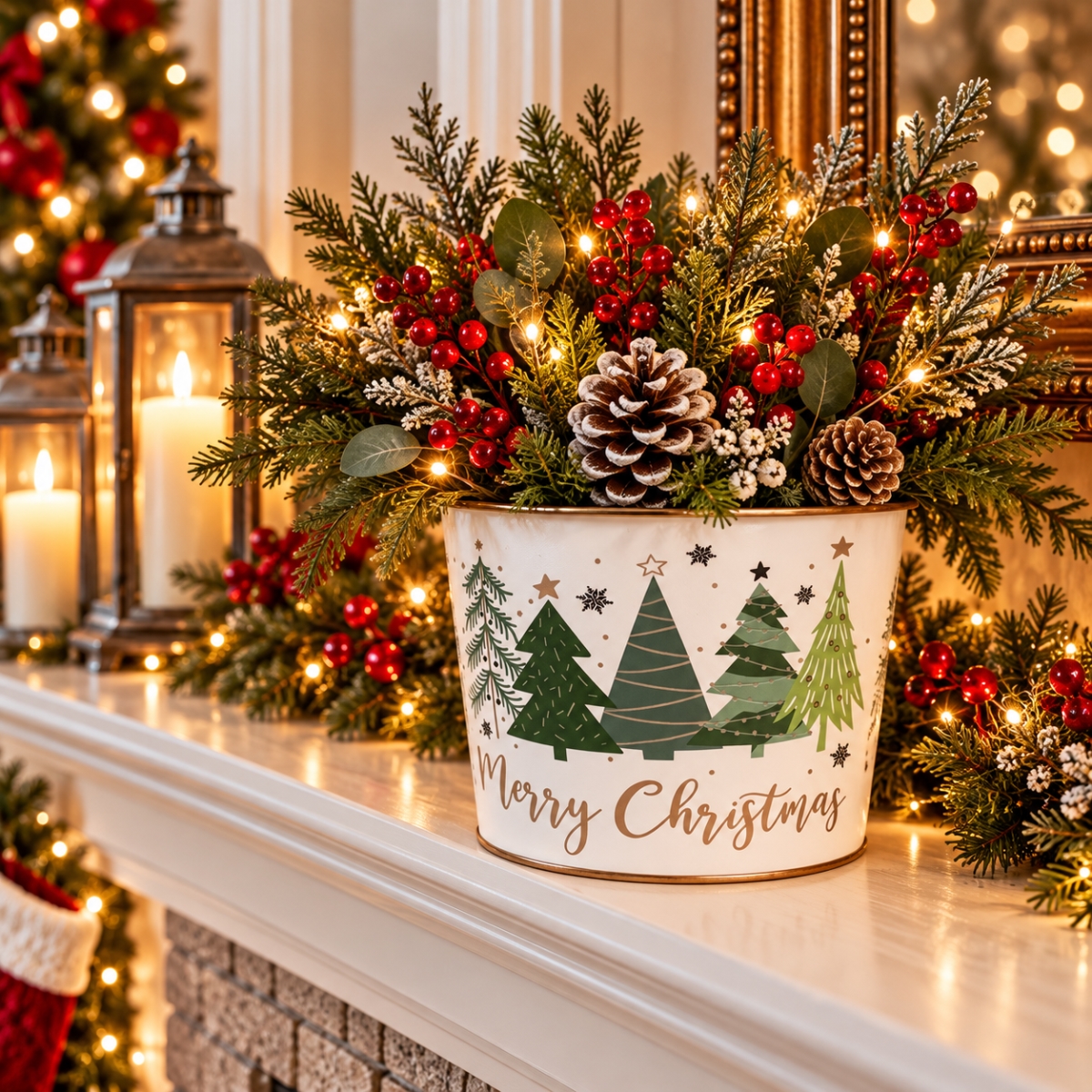 AI-GA3510-1136 Merry Christmas With Assorted Trees Pot