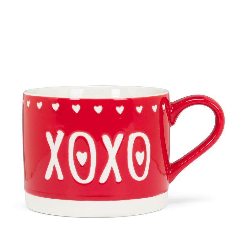 AB-27-ROMANCE-620 Large Xoxo With Hearts Wide Mug