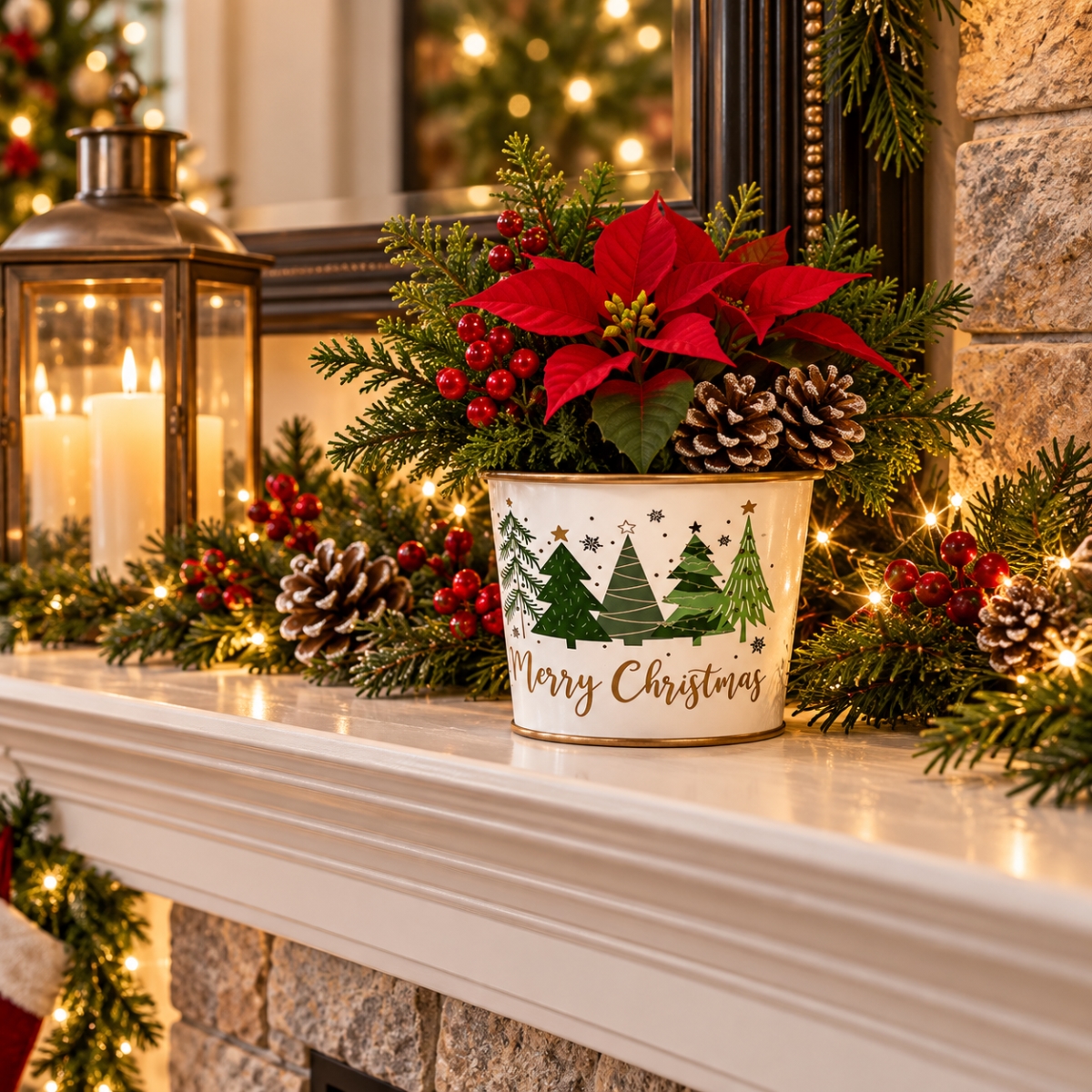 AI-GA3500-1136 Merry Christmas With Assorted Trees Print Pot