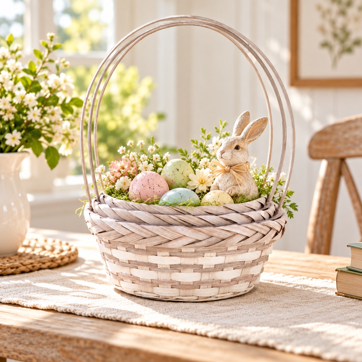 AI-4035-340 Set Of 3 Round White With Handles Baskets