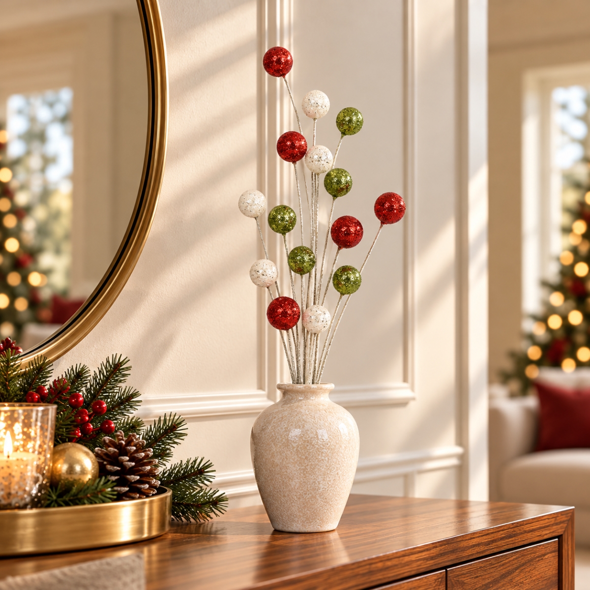 AI-FL7265RGW Glitter Christmas Balls Pick