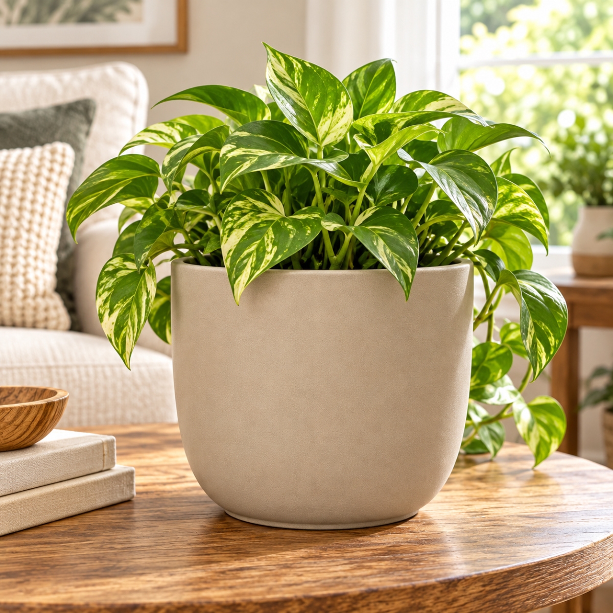 AI-CE25-383 Taupe Round Pot