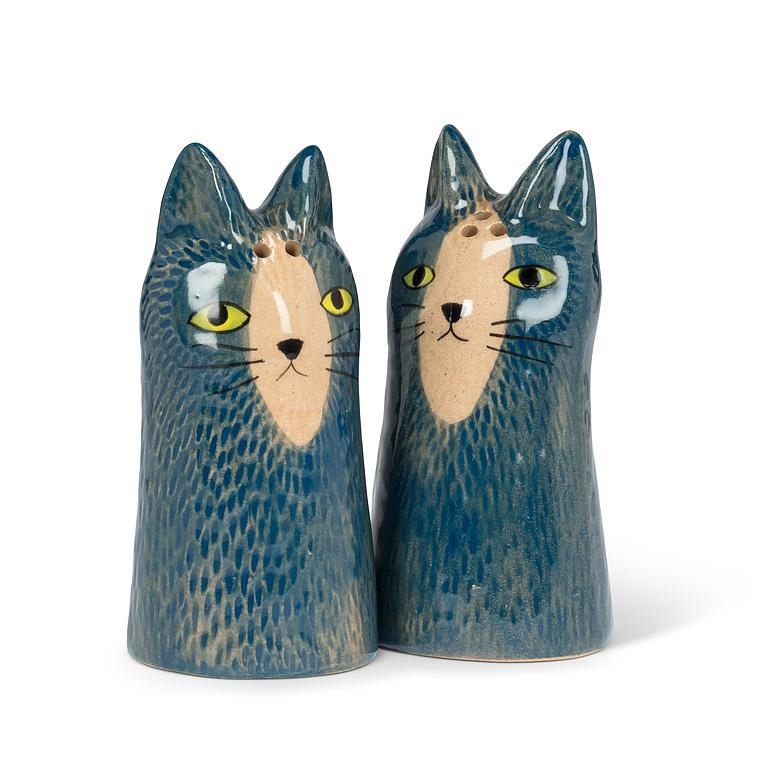 AB-27-PROWL-502-SP Blue And Tan Cats Salt & Pepper Shaker