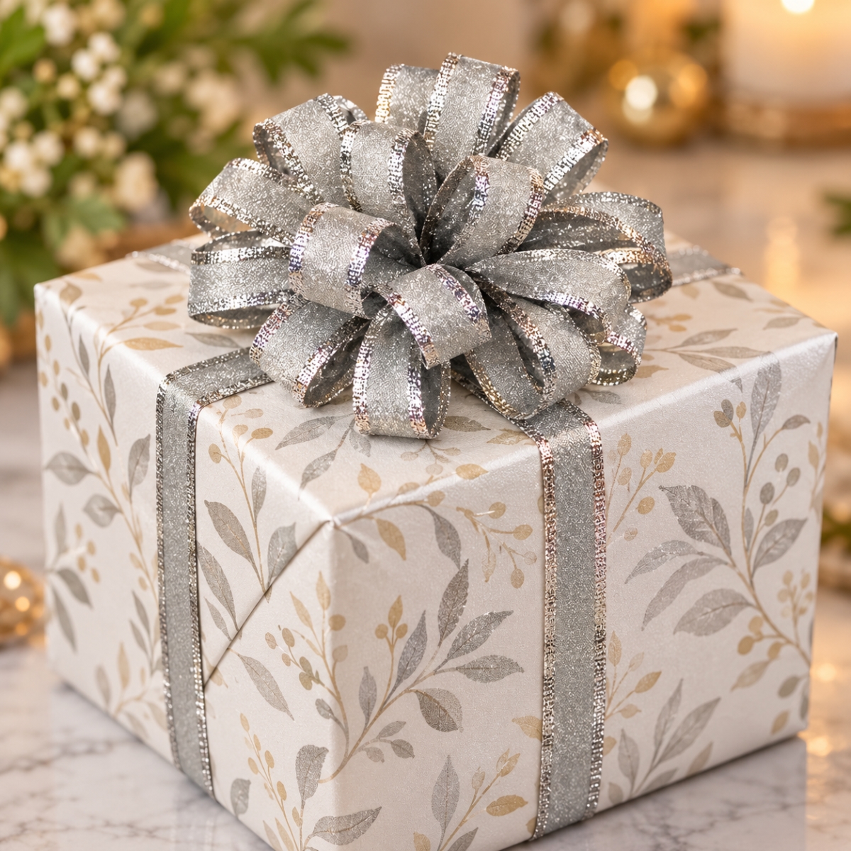 AI-7561.5012 1/4'X25Yds Silver Metallic Edged Stacie Ribbon