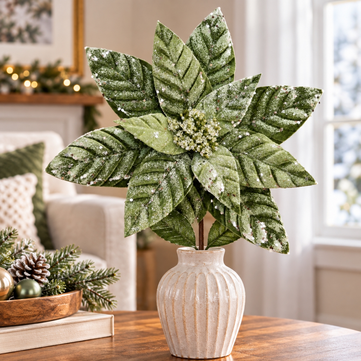 AI-FL7255SG Sage Green Poinsettia Pick