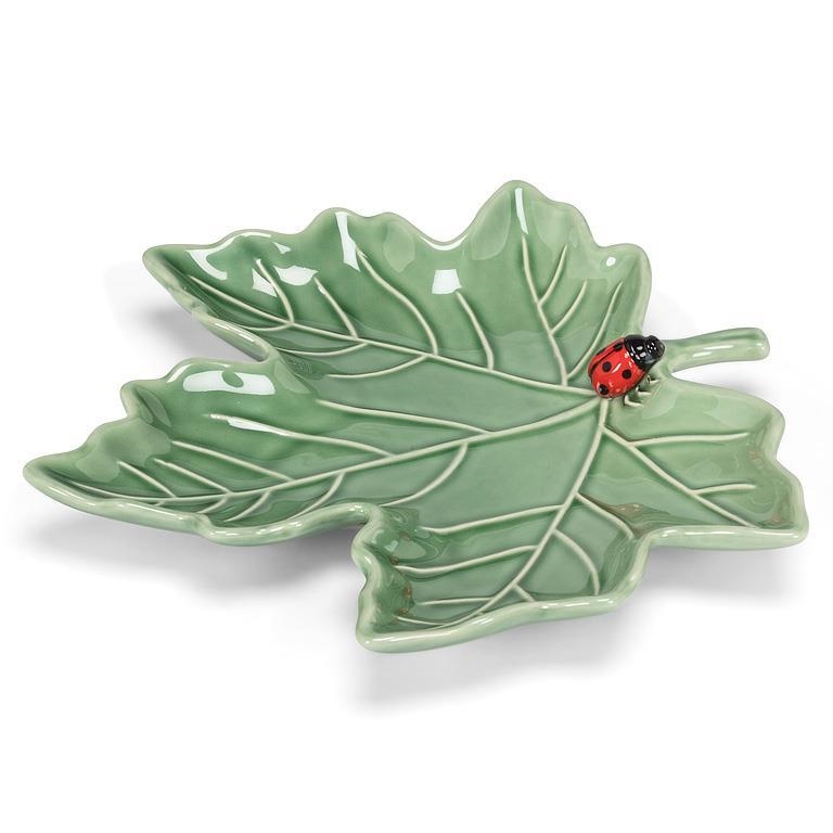 AB-27-HITCHHIKER-063 Maple Leaf With A Ladybug Decorative Plate