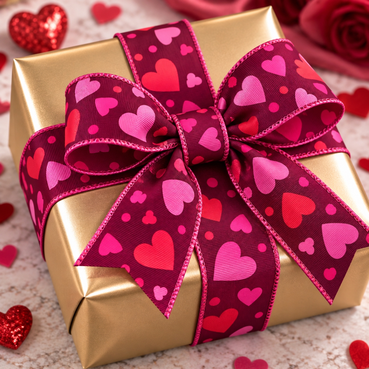 AI-RI40727 2.5'X50Yds Tickled Hearts Wired Ribbon