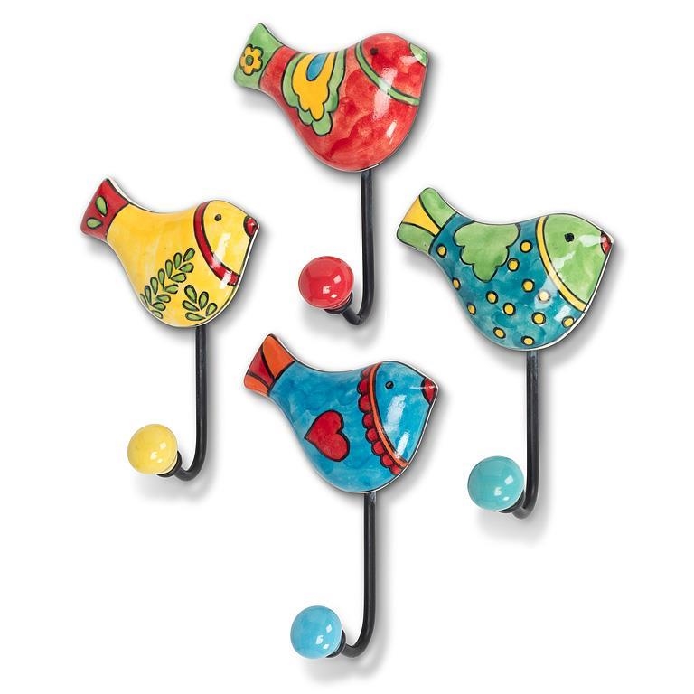 AB-98-ARTSY-504 Set Of 4 Assorted Colors Bird Hooks