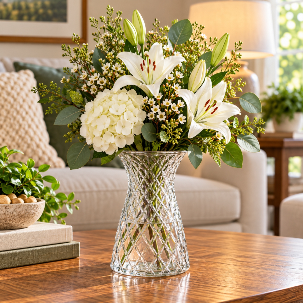 AI-GL519CLR Diamond Pattern Gathering Vase