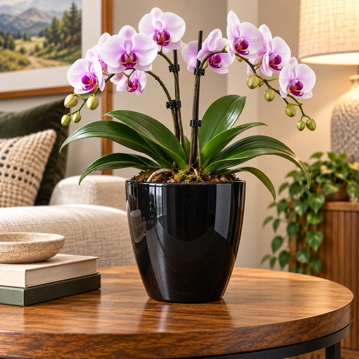 AI-09538055 Shiny Black Orchid Pot