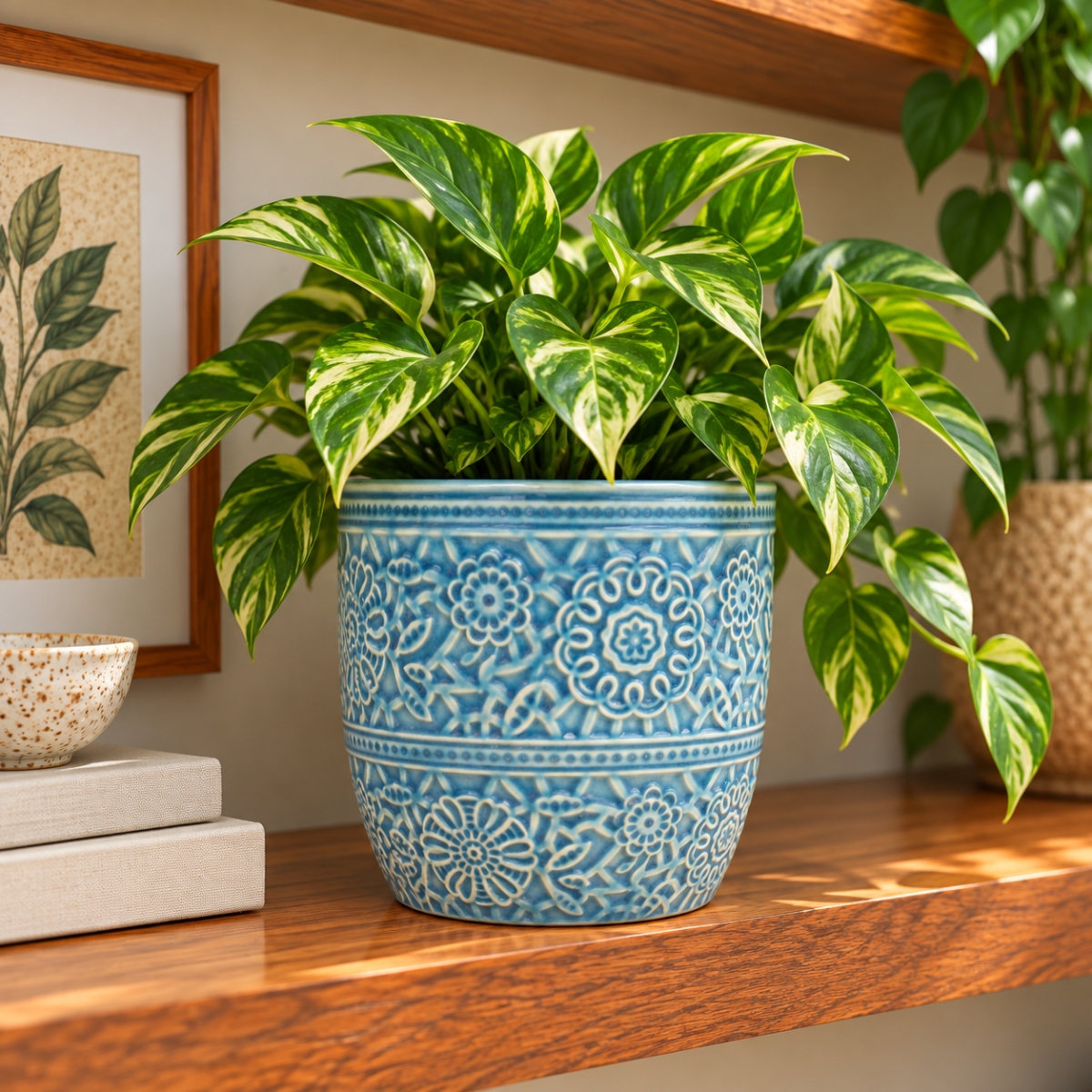 AI-CE07-4051 Blue Floral Patterned Pot