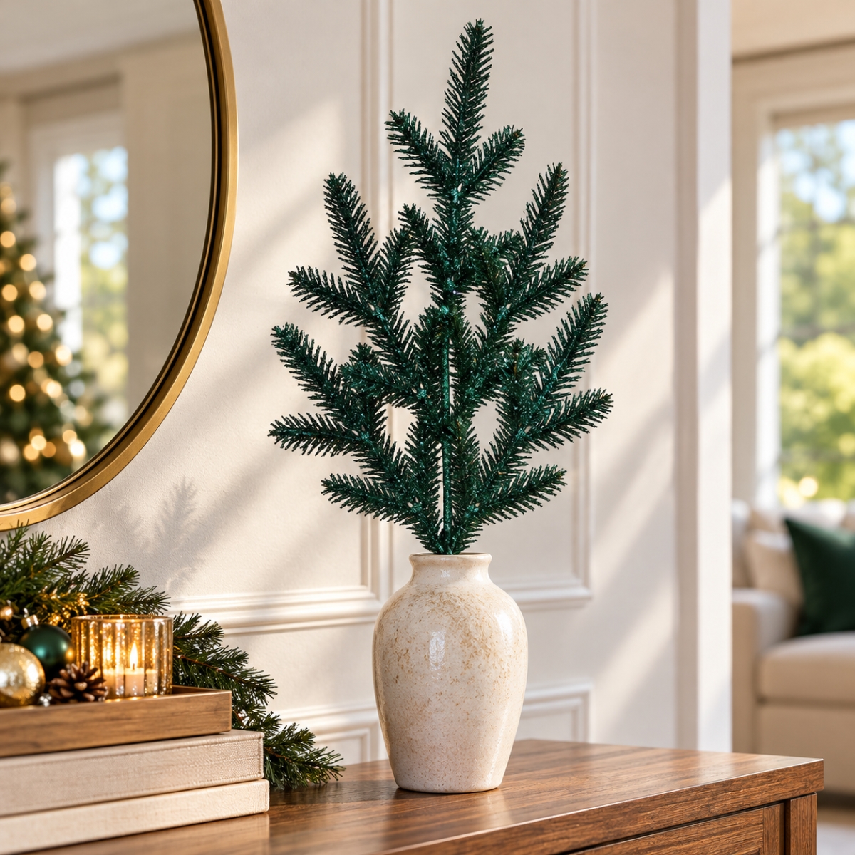 AI-FL7259GRE Emerald Green Pine Branch Spray Pick