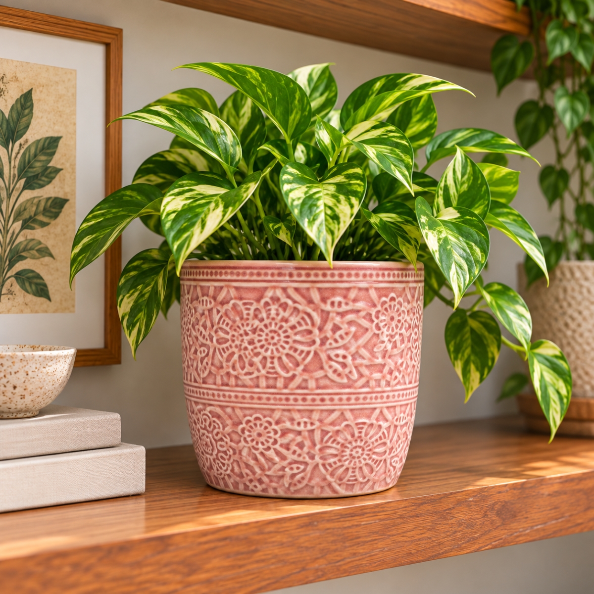 AI-CE07-4048 Rose Pink Floral Patterned Pot