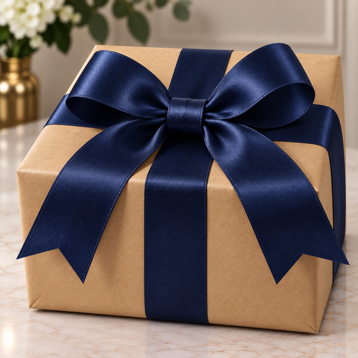 AI-10159370 1.5'X50Yds Navy Blue Single Face Satin Ribbon