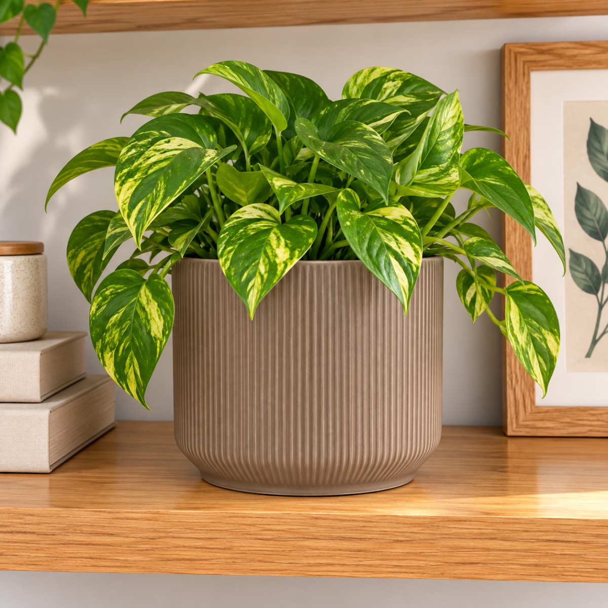 AI-CE00-377 Matte Cafe Beige Ribbed Pot