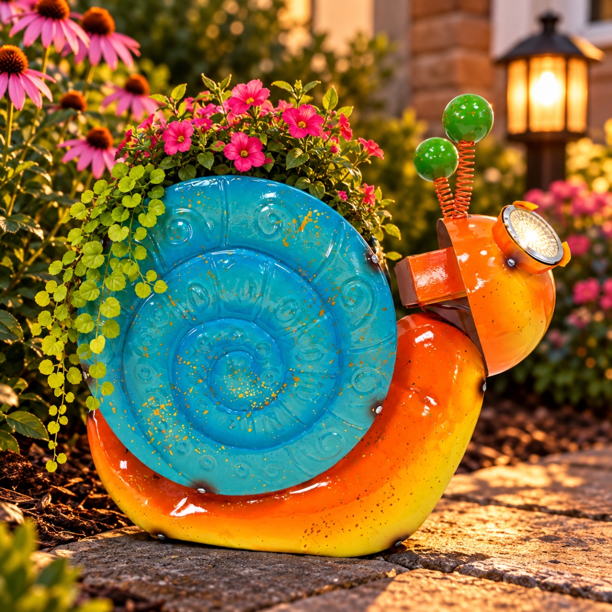 AI-GG9676 Metal Snail Pot And Solar Light