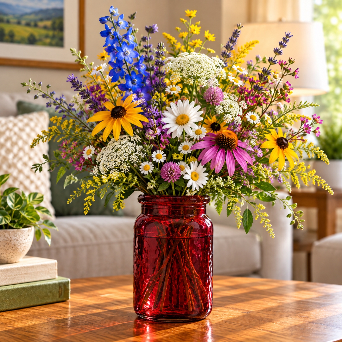 AI-N3278-2666 Cranberry Red Hammered Vase