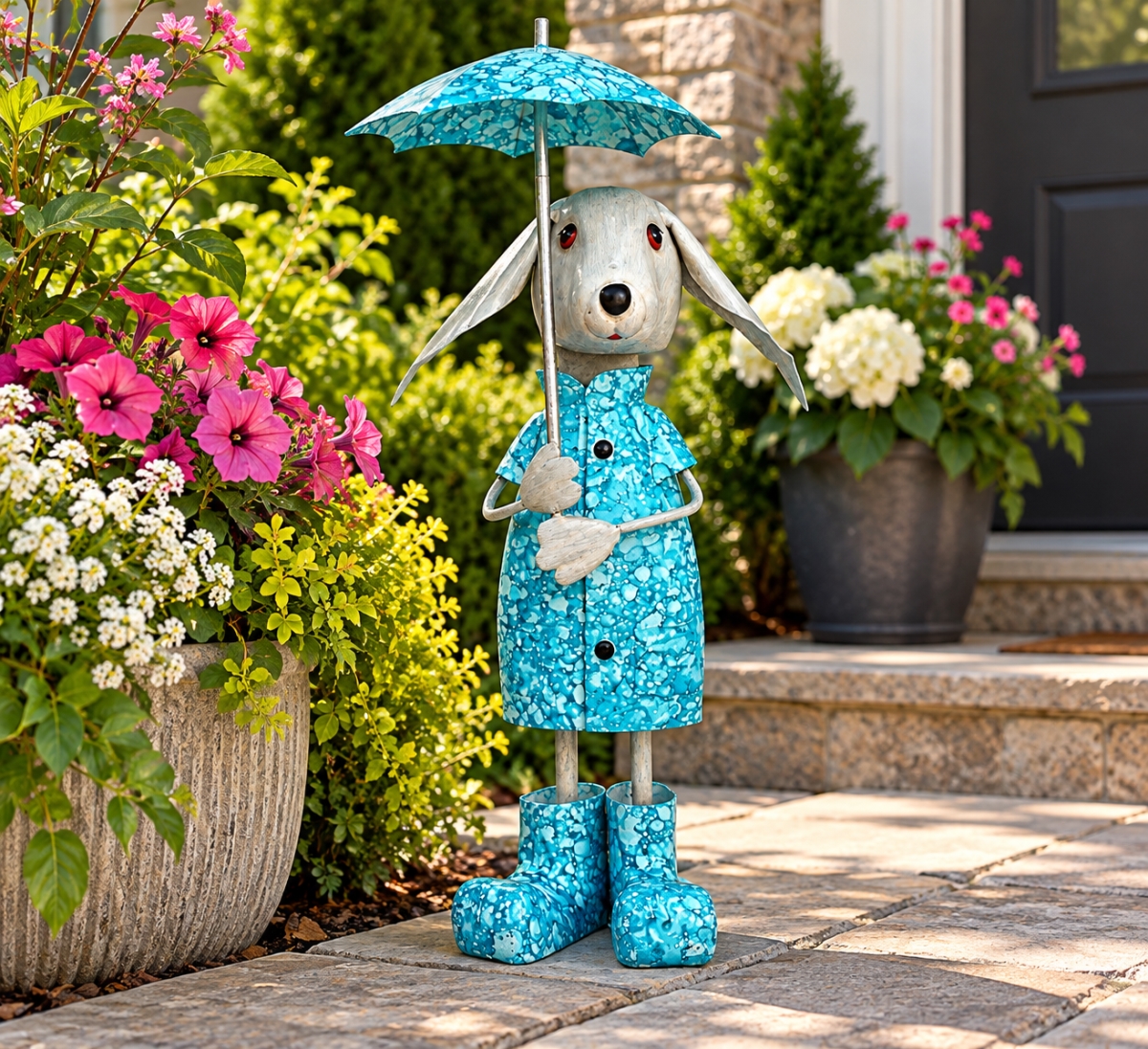 AI-GG9667 Bunny Standing In The Rain Garden Sculpture