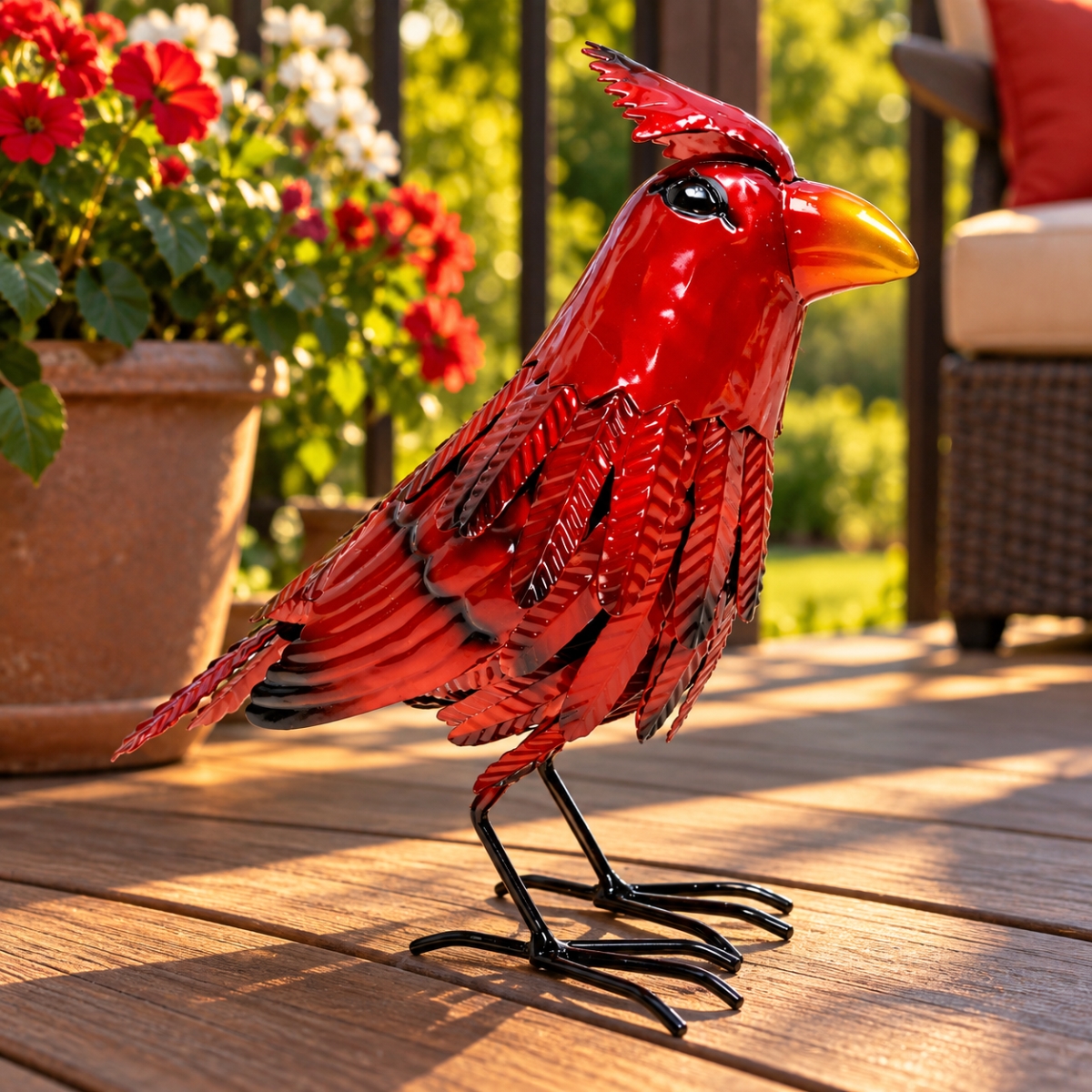 AI-GG9679 Standing Red Cardinal Garden Sculpture