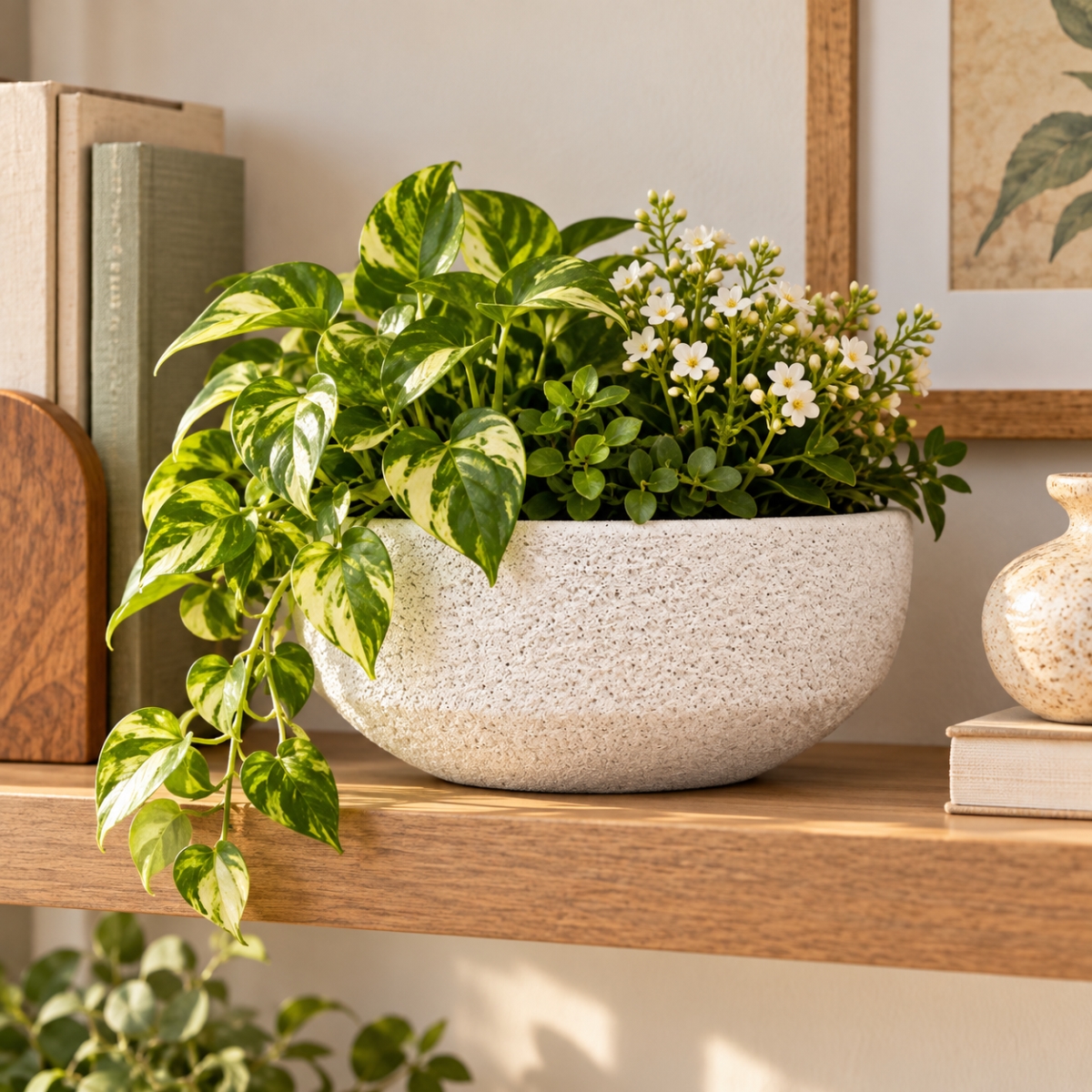 AI-CE16-2008 Astrid Low White Textured Pot