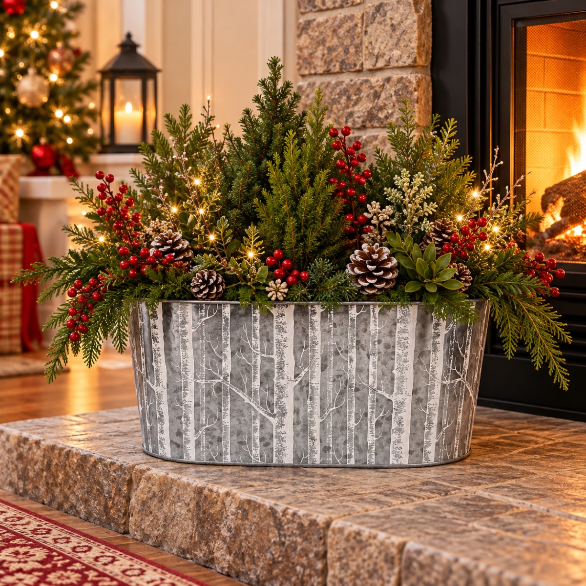 AI-GA3465-1139 Allover Birch Trees Oval Pot