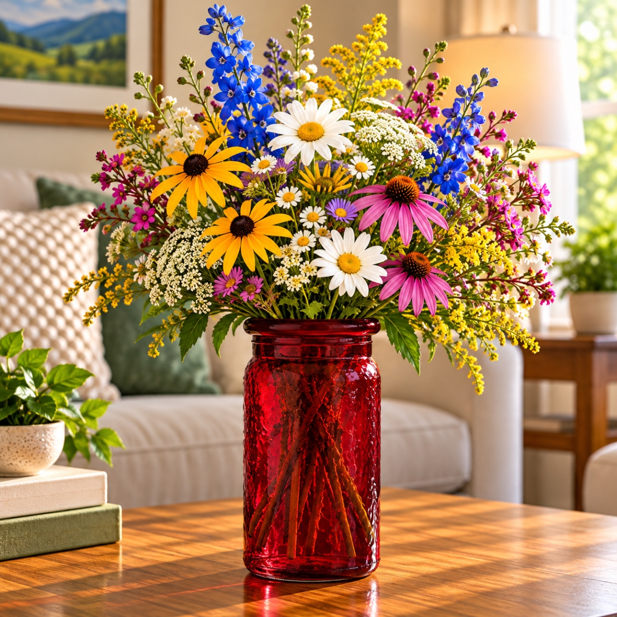 AI-N3279-2666 Cranberry Red Hammered Vase