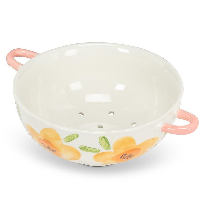 AB-27-STRAINER-YLW Yellow Flowers Colander