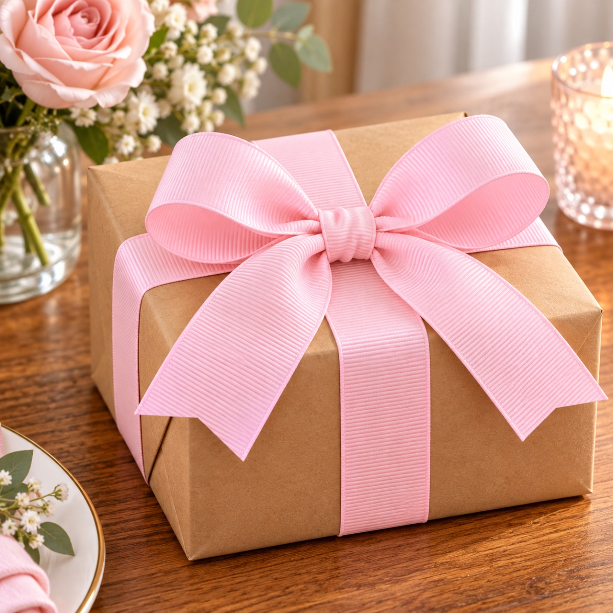 AI-30159117 1.5'X50Yds Grosgrain Light Pink Ribbon
