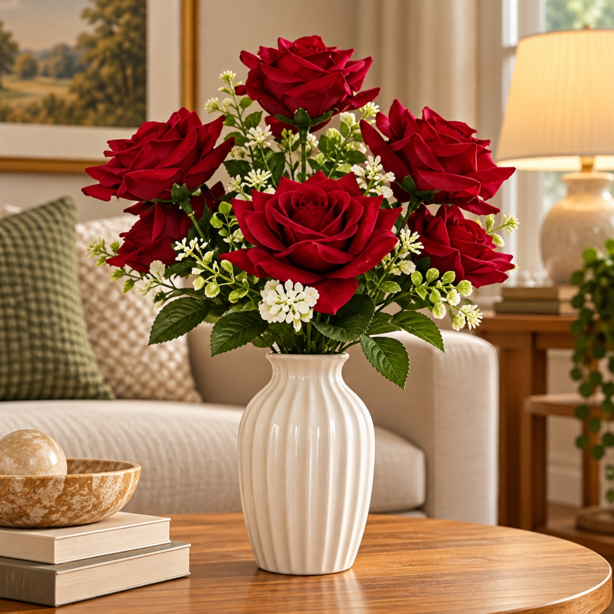 AI-FL7177 Red Rose Bouquet Artificial Flowers